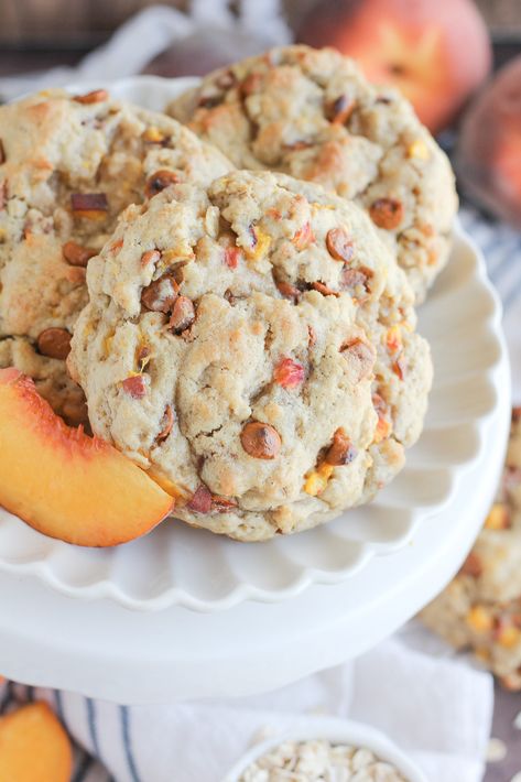 Peach Cobbler Cookies, Cobbler Cookies, Baking With Blondie, Baking Store, Peach Cookies, Peach Ice Cream, Cookies Baking, Cinnamon Chips, Peach Pie