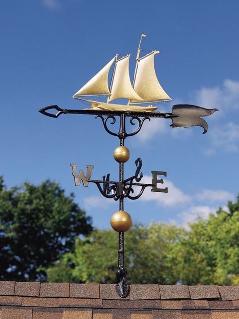 46-inch Yacht Weathervane By Whitehall Products Copper Ornaments, Wind Vane, Lightning Rod, Weather Instruments, Weather Vanes, Outdoor Accents, Rooftop Garden, Hand Painted Ornaments, Garden Gates