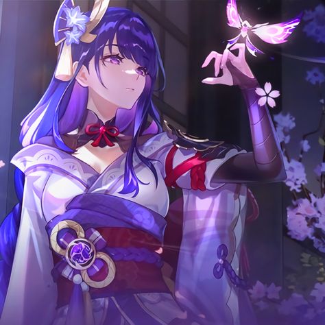 source: official art — genshin impact baal raiden shogun icon Raiden Shogun, Idee Cosplay, Art Icon, Karakter Anime, An Anime, Purple Hair, Photo Profil, Pretty Art, Cute Anime Character