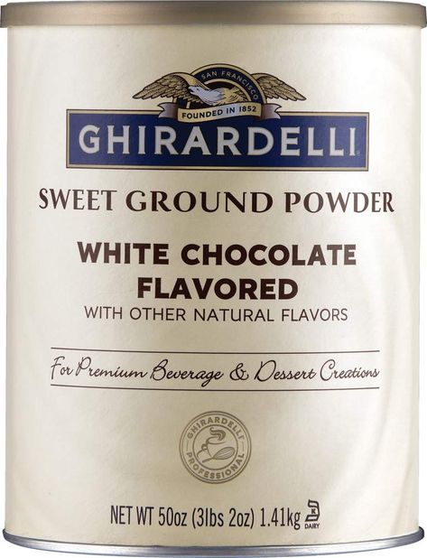 Recognized as an industry standard, Ghirardelli's White Chocolate Flavored Sweet Ground Powder is perfect for white mochas. Steam with milk for a decadent white hot chocolate and add a shot of espresso for a decadent white mocha. Top off your beverage with a dusting of more Sweet Ground Powder. For baking applications, White Chocolate Flavored Sweet Ground Powder makes fantastic snickerdoodle cookies and blondies. So much versatility with one product! Iced White Mocha, White Chocolate Mocha, White Hot Chocolate, Ghirardelli Chocolate, Vanilla Milk, Chocolate Company, Chocolate Powder, Hot Cocoa Mixes, Cocoa Mix