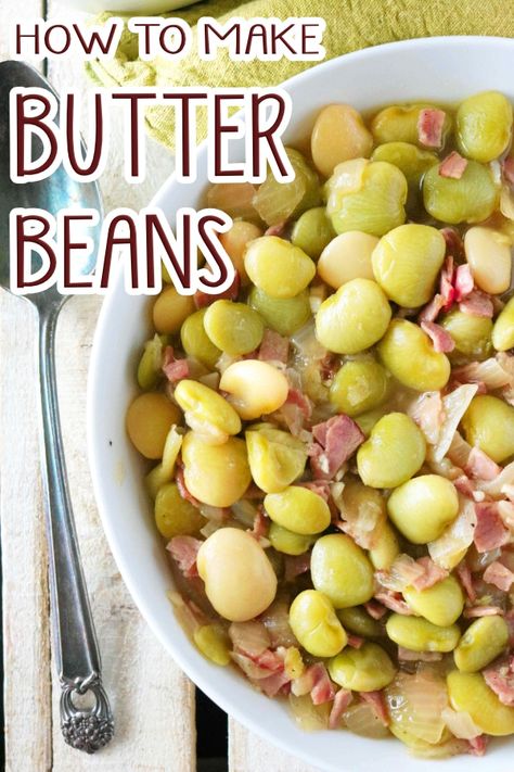 Southern Butter Beans, Lima Beans And Ham, Lima Bean Recipes, Butter Beans Recipe, Cream Corn Casserole, Chopped Ham, Baked Corn, Homemade Cornbread, Easy Butter