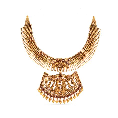 Antique Haram, Antique Necklace Gold, Traditional Wedding Jewellery, Choker Jewellery, Traditional Necklace, Gold Pendent, Gold Temple Jewellery, Choker Necklace Designs, Gold Necklace Indian