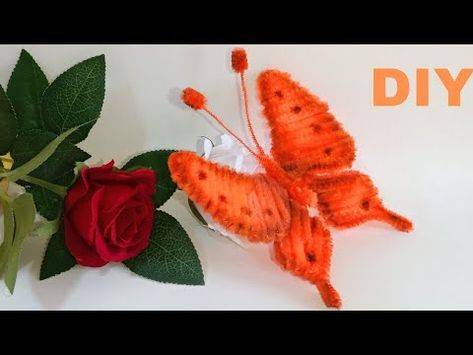 Pipe Cleaner Butterfly Tutorial, Pipe Cleaner Butterfly, Paper Doily Crafts, Clean Flowers, Pipe Cleaner Flowers, Butterfly Craft, Doilies Crafts, Butterfly Tutorial, Diy Crafts Love