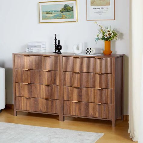 Broderic 4 - Drawer Dresser Fluted Panel Design, Traditional Chest Of Drawers, Fluted Panel, Dresser In Closet, Hallway Closet, Wide Chest Of Drawers, Storage Dresser, 8 Drawer Dresser, Modern Closet