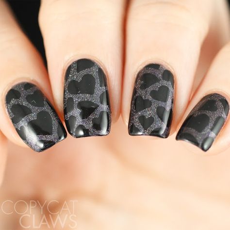 Black Valentine Nails, Black Valentines Day, Black Valentines, Nails Valentine, Vday Nails, Valentine Nail, Nails Valentines, Heart Nail Designs, Valentine Nail Art