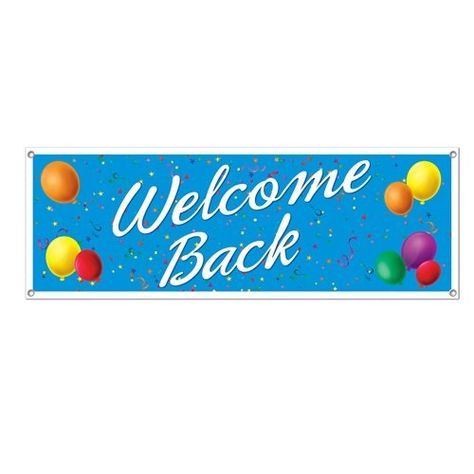 Welcome Back Sign Banner Party Accessory 1 count 1Pkg ** See this great product. (This is an affiliate link) Welcome Back Party, Welcome Home Banners, Welcome Banner, Cursive Letters, Colourful Balloons, Bold Fonts, Welcome Back Sign, Party Items, Party Signs