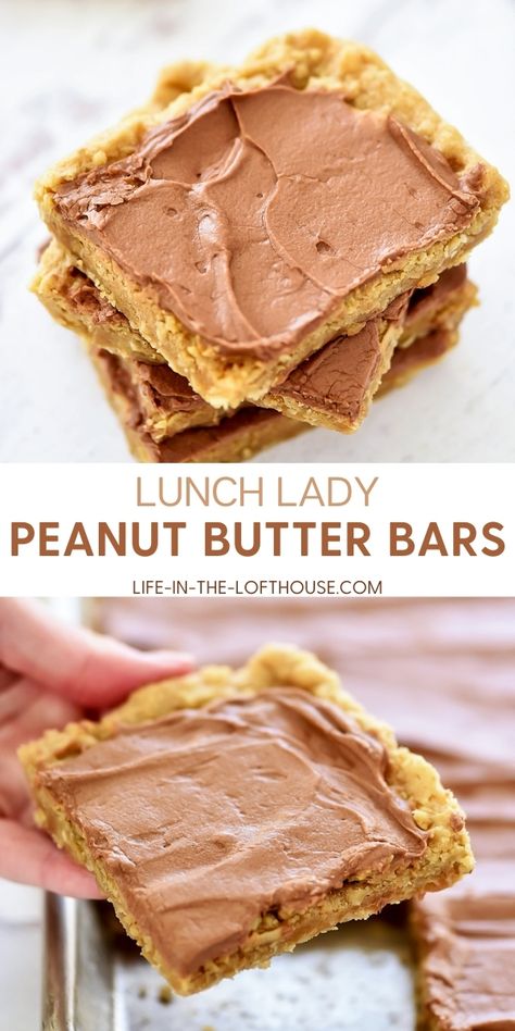 Lunch Lady Peanut Butter Bars, Peanut Butter Cookie Bars, Peanut Butter Bars Recipe, Savory Baking, Homemade Chocolate Frosting, Bar Desserts, Peanut Butter Fingers, Patty Cake, Pan Cookies