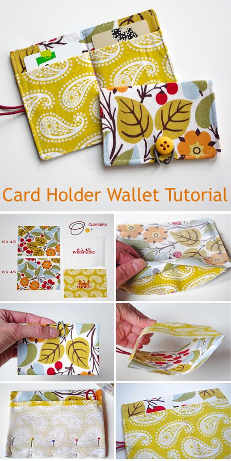 Business Card Holder For Purse, Button Pouch Sewing Pattern, Card Holder Wallet Pattern, Card Holders Wallet, Credit Card Wallet Pattern Free, Diy Credit Card Holder Pattern, Sewing Card Holder, Credit Card Holder Pattern Free, Card Wallet Pattern Free