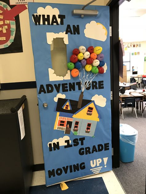 3d Classroom Door Ideas, Classroom Door Decorations Back To School, Open House Classroom Door Ideas, Graduation Classroom Door Ideas, Up Door Decorations Classroom, End Of Year Classroom Door Ideas, Graduation Door Decorations Classroom, Balloon Classroom Door, End Of The Year Door Decoration