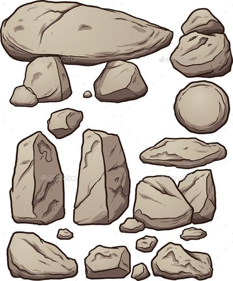 Drawing Rocks, Cartoon Trees, Rock Textures, Forest Illustration, Watercolor Projects, Illustration Cartoon, Game Concept Art, Cartoon Background, Landscape Drawings