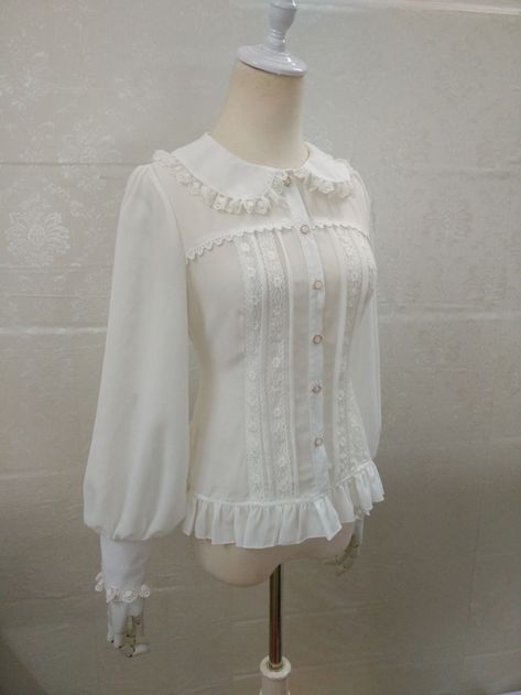 Vintage Stand, Womens Dress Suits, Style Korea, Blouse Sale, Custom Made Clothing, Vintage Inspired Outfits, Easy Trendy Outfits, Chiffon Long Sleeve, Lace Fashion