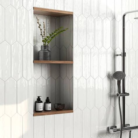 Arte 3" x 12" Picket Zellige Look Subway Wall Tile Glossy/Matte - Bed Bath & Beyond - 38451306 Picket Tile Bathroom, Picket Tile, Subway Tiles Bathroom, Stunning Bathrooms, Shower Niche, Modern Tiles, Cafe Wall, Bathroom Renos, Ceramic Wall Tiles