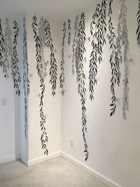 Weeping Willow Wall Mural, Willow Tree Wall Painting, Fake Willow Tree, Willow Tree Wall Mural, Willow Tree Mural, Willow Tree Decor, Xiaojing Yan, Willow Tattoo, Willow Decor