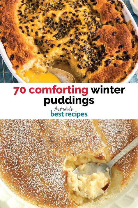 Rug up from the inside with these gooey winter puddings perfect for the cold weather. It’s almost like they came straight from Nan’s cookbook. Winter Puddings, Nutella Pudding, Aussie Recipes, Self Saucing Pudding, Hot Desserts, Aussie Food, Steam Recipes, Australia Food, Types Of Desserts