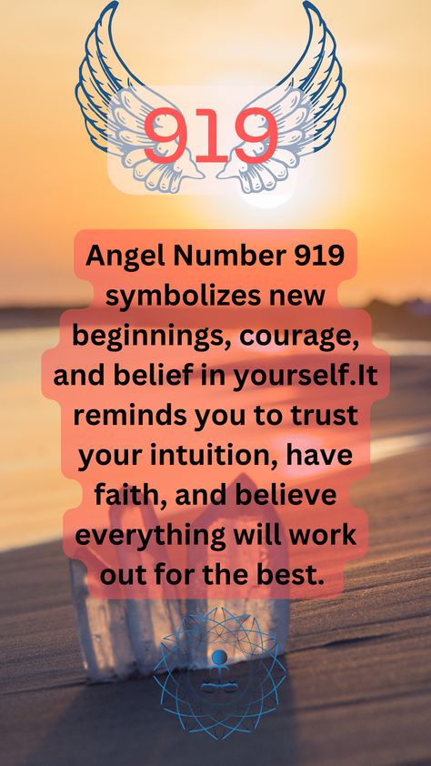 Angel number 919 symbolizes new beginnings, courage, and belief in yourself. Faith In God Wallpaper, 919 Angel Number Meaning, Numerology Quotes, Prayer Vision Board, Have Faith In God, Angel Number 888, Belief In Yourself, Spiritual Angels, Positive Books