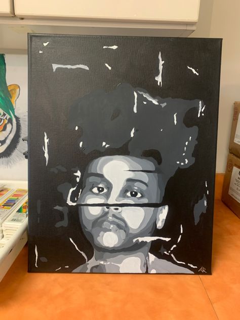 The Weeknd Easy Painting, Album Paintings On Canvas, The Weeknd Painting, The Weekend Painting, Yoriichi Wallpaper, Weeknd Art, The Weeknd Drawing, Demon Slayer Yoriichi Wallpaper, Weeknd Merch