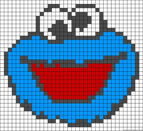 Cookie Monster perler bead pattern Elmo Bracelet Pattern, Elmo Alpha Pattern, Cookie Monster Pixel Art, Cookie Monster Alpha Pattern, Sesame Street Cross Stitch, Monster Pattern, Best Cookies, Stitch Cartoon, 8bit Art