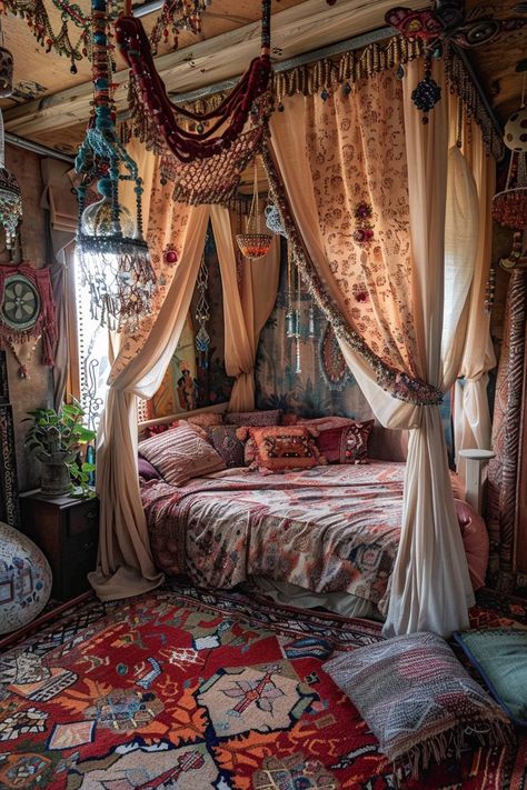 39 Incredible Boho Style Bedroom Inspirations 33 Whimsical Bedroom, Dream Bedroom Inspiration, Boho Style Bedroom, Boho Chic Bedroom, Bohemian Bedroom Decor, Deco Boheme, Bohemian Bedroom, Dreamy Room, Dream Room Inspiration