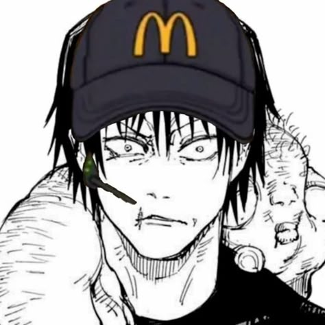 Mcdonald Anime Pfp, Toji Megumi Fanart, Mcd Anime, Toji Fushiguro Pfp, Mcdonalds Anime, Toji Pfp, John Deluca, Working At Mcdonalds, Toji Fushiguro