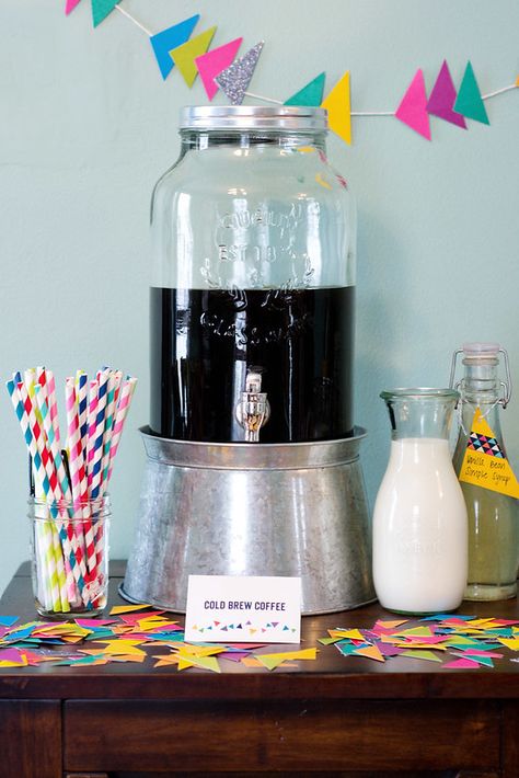 Coffee Station For Party, 2nd Birthday Brunch, Waffle Skewers, Birthday Brunch Party, Coffee Bar Party, Breakfast At Tiffanys Party Ideas, Coffee Bar Wedding, Breakfast Drinks, Brunch Bar