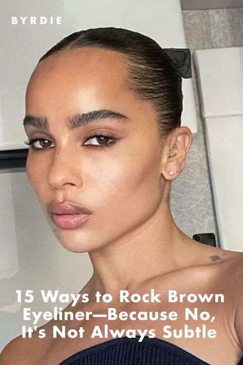 Brown Eyeliner Liquid, Brown Eyeliner On Black Women, Brown Eyeliner Freckles, Brown Mascara And Eyeliner Look, Brown Under Eyeliner, Brown Eyeliner Black Woman, Brown Tightline Eyeliner, Smudged Brown Eyeliner Natural, Brown Eyeliner Looks Natural Hooded Eyes