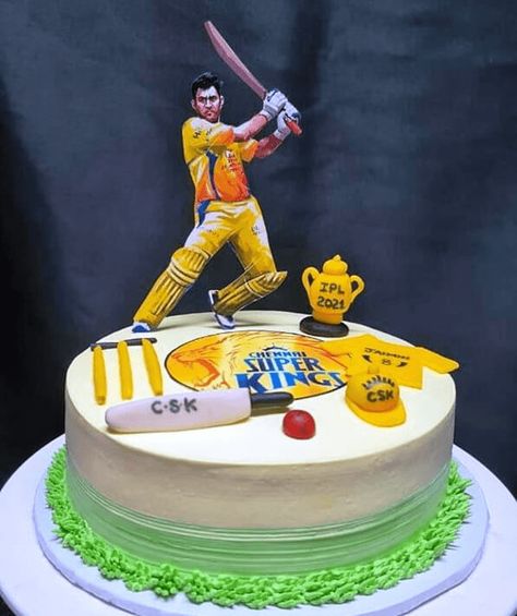 IPL Birthday Cake Ideas Images (Pictures) Cricket Stickers Printable, Cricket Cakes For Boys, Cricket Cake Design, Cricket Birthday Cake, Cricket Theme Cake, Tom Cake, Cricket Cake, Birthday Cake For Boyfriend, Surprise Birthday Decorations