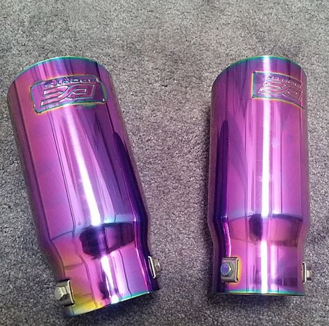 | @lushfullux | neo chrome exhaust tips Cool Exhaust Tips, Exhaust Tips Cars, Custom Exhaust Tips, Exhaust Tips, Pink Truck, Cute Car Accessories, Car Mods, Pink Car, Car Personalization