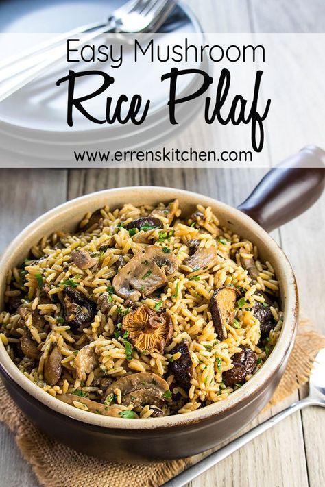 Mushroom Rice Pilaf, Mushroom Pilaf, Vegetable Rice Pilaf, Easy Rice Pilaf, Wild Rice Pilaf, Rice Pilaf Recipe, Pilaf Recipes, Mushroom Rice, Rice Side