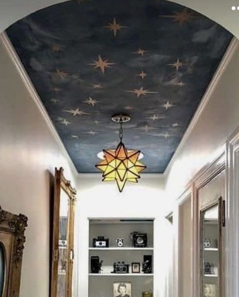 Dark Ceiling Light Walls, Ceiling Color Design, Modern Bedroom Design Minimalist, Star Wall Stencil, Starry Ceiling, Ceiling Color, Bedroom Ideas Bohemian, Sky Ceiling, Dark Ceiling