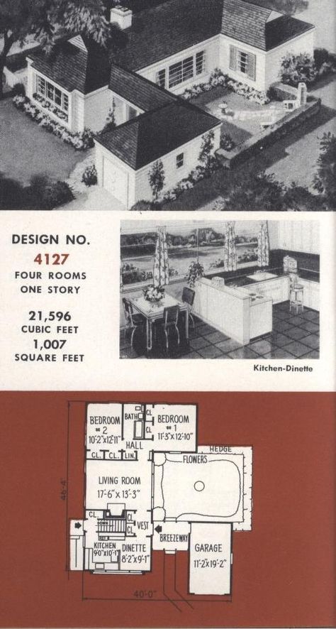 Farm House Plans, Rambler House, House Floorplan, Mid Century Modern House Plans, Mid Century Remodel, Architecture Blueprints, House Plans With Pictures, Small Tiny House, Vintage House Plans