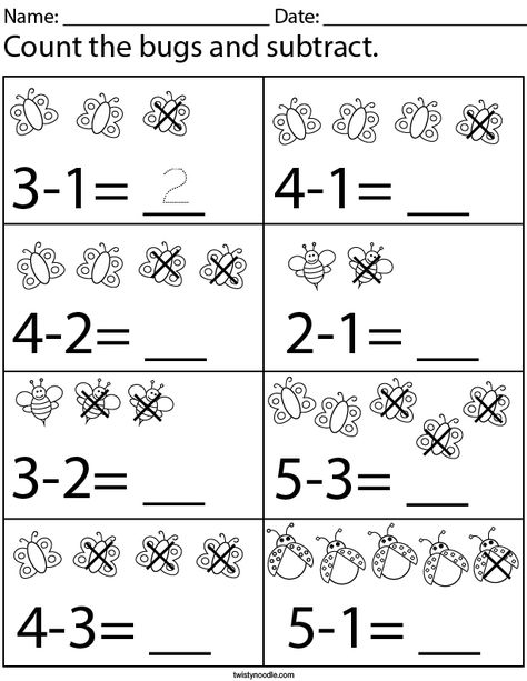 Worksheet Letter Worksheets For Preschool, Math Subtraction, First Grade Worksheets, Preschool Math Worksheets, Prek Math, Kids Worksheets Preschool, Preschool Activities Toddler, Subtraction Worksheets, Math Work