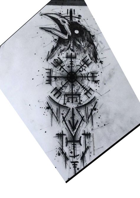 Viking Tattoos Ideas, Vegvisir Tattoo Design, Vegvisir Tattoo, Viking Compass Tattoo, Viking Tattoos For Men, Crow Tattoo Design, Scandinavian Tattoo, Arte Viking, Viking Tattoo Symbol