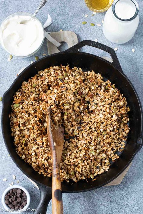 Quick Granola Recipe, Quick Granola, Stovetop Granola, Soft Granola, How To Make Granola, Easy Granola Recipe, Easy Granola, Granola Recipe Homemade, Allergen Free Recipes