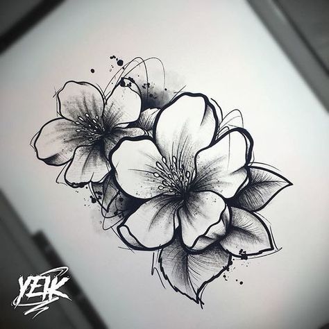 Arte Doodle, Dragon Tattoo For Women, Handpoke Tattoo, Flower Sketches, Flower Tattoo Designs, Nature Tattoos, Dope Tattoos, Tattoo Design Drawings, Tattoo Stencils