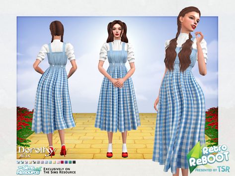 Sifix's Retro ReBOOT Dorothy Dress Dorothy Dress, Sims 4 Decades Challenge, Celine Dress, Farm Dress, Sims 4 Anime, Dorothy Gale, Tumblr Sims 4, Eliza Dress, Sims 4 Downloads