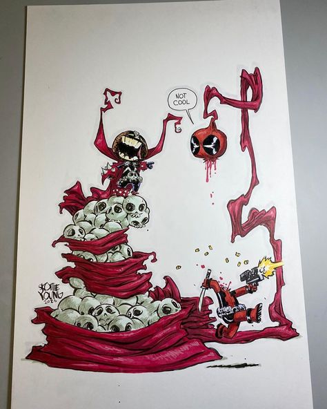 Skottie Young Art, Chibi Superhero, Deadpool Drawing, Fantasy Cartoon, Cartoon Inspiration, Skottie Young, Young Art, Ink Illustration, Pen Sketch