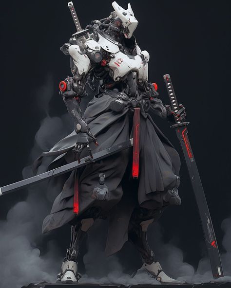 ArtStation - Black and White Mecha Character, Cyberpunk Robot, Futuristic Samurai, Combat Armor, Robot Concept, Arte Cyberpunk, Cyberpunk Character, Samurai Art, Concept Artist