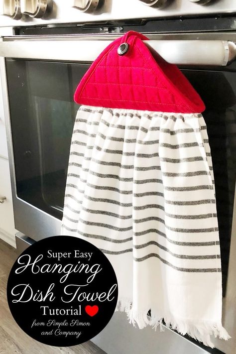 Cute Farmhouse Style Kitchen Towel Tutorial, How to make a hanging dish towel. Great DIY kitchen ideas #farmhousestyle #diydishtowel #handmadegifts #handmadekitchen #christmasgiftDIY Fat Quarter Projects, Polka Dot Chair, Small Ideas, Beginner Sewing Projects Easy, Health Recipes, Handmade Kitchens, Leftover Fabric, Adult Crafts, Patchwork Patterns