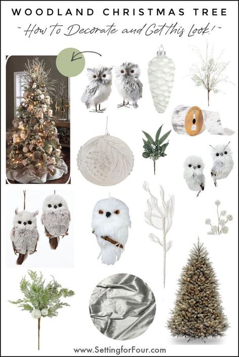 How to decorate an elegant woodland Christmas tree with a winter wonderland nature theme! I'm sharing neutral & natural Christmas decor ideas and where to buy them. #winter #woodland #christmas #tree #owl #ornaments #holiday #decor #ideas #online #shopping Owl Christmas Tree, Woodland Christmas Decor, Best Artificial Christmas Trees, Woodland Christmas Tree, Christmas Tree Decor Ideas, Tree Decor Ideas, Flocked Christmas Trees Decorated, Christmas Tree Decorating Themes, Natural Christmas Decor