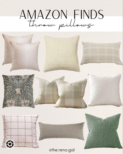 Amazon throw pillow covers. Cute and affordable pillows. Neutral pillow | white pillow | linen pillow | floral pillow | green pillow | lumbar pillow | plaid pillow | window pane pillow | leopard pillow | accent pillow | textured pillow #amazonfinds #founditonamazon #amazonhome #amazonhomedecor Amazon Pillow Covers, Sage Throw Pillows, Target Pillows, Leopard Pillow, Neutral Pillow Covers, Winter Throw Pillows, Euro Pillow Covers, Neutral Pillow, Beige Throw Pillows