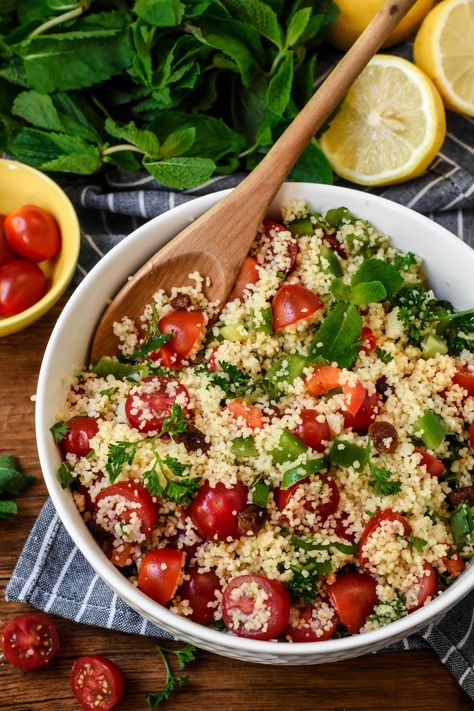 French-Style Couscous Salad (Taboulé) - Pardon Your French Healthy Couscous Recipes, French Cooking Recipes, Recipes For Lunch, Couscous Recipes, Summer Recipe, Couscous Salad, Fun Salads, Beet Salad, French Cooking