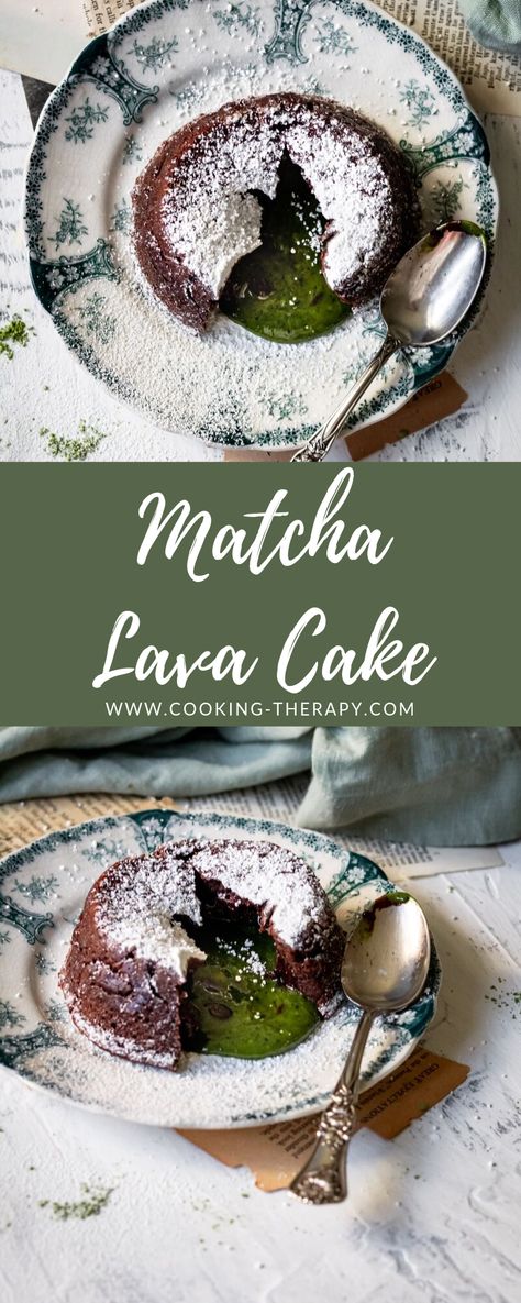 Matcha Lava Cake Matcha Lava Cake, Matcha Cakes, Lava Cake Recipe Easy, Matcha Dessert Recipes, Matcha Desserts, Matcha Green Tea Recipes, Blogger Ideas, Molten Cake, Matcha Recipes