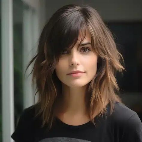 Textured Shoulder Length Hair With Bangs, Haircut Inspo, Bangs With Medium Hair, Shag Hairstyles, Haircuts For Medium Hair, Edgy Hair, Shag Haircut, Hair With Bangs, Mid Length Hair