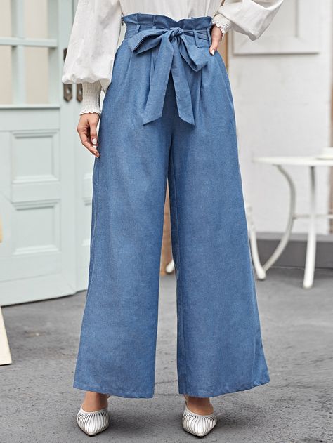 Wide Leg Pants Outfit Hijab, Kulot Outfit, Kulot Pants Outfit Hijab, Kulot Jeans, Paper Bag Waist Pants, Wide Leg Pants Outfit, Vintage Formal Dresses, Fall Pants, Outfit Hijab