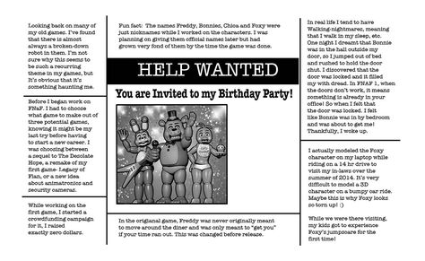 FNAF Newspaper Invite (add your party information).I printed these on cut down packing paper. It's newsprint. I also blurred the story in Photoshop, like the game. Fnaf Newspaper, Fnaf Theories, Fnaf Crafts, Oc Manga, Indie Game Development, Film Props, Funny Photoshop, Packing Paper, Fnaf 1