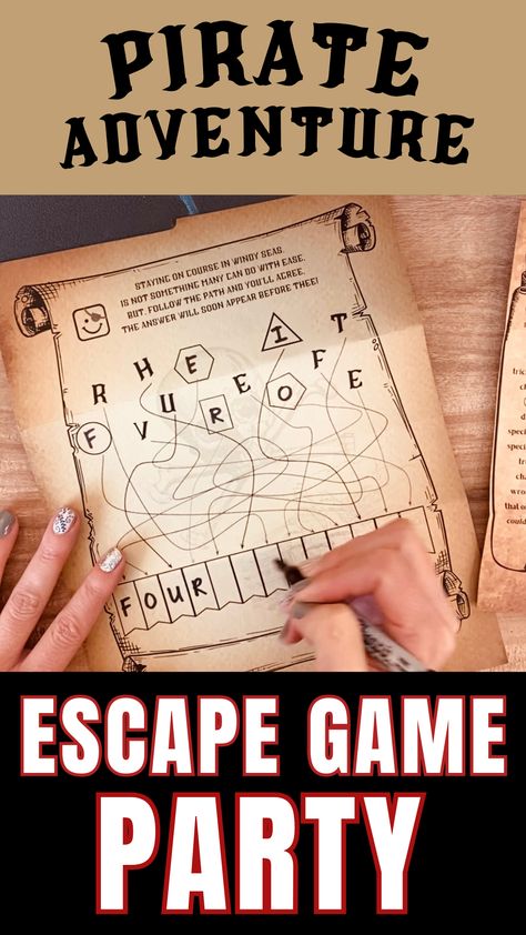 Throw an epic escape room party for tweens! This post gives you everything you need: decorations, food, games, and an escape room challenge your tweens will love. Escape Game Ideas, Escape Room Ideas For Adults, Pirate Escape Room, Escape Room Ideas For Kids, Make Your Own Escape Room, Escape Room Ideas, Escape Room Design, Escape Room Party, Escape Room Diy