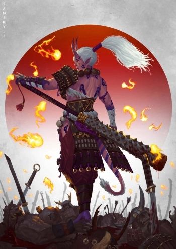 Tiefling | World Anvil Oni Warrior, Samurai Artwork, Samurai Art, Demon Art, Arte Fantasy, 판타지 아트, Norman Reedus, On Film, Dnd Characters