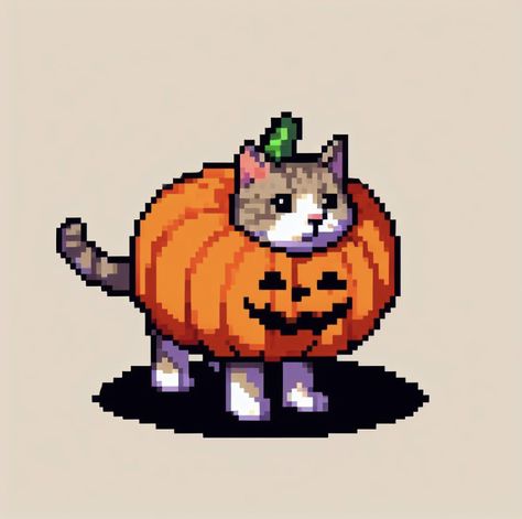 PUMPKIN CAT PFP Pixelated Cat Pfp, Pixel Halloween Wallpaper, Cute Spooky Pfp, Cute Pfp Halloween, Halloween Pfp Pumpkin, Spooky Season Pfp, Cute Halloween Profile Pics, Cat Pfp Halloween, Halloween Pfp Discord