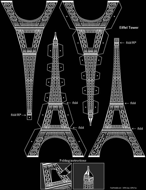 Customize Your Free Printable 3D Black And White Eiffel Tower Eiffel Tower Template, Eiffel Tower Craft, 3d Black And White, 3d Eiffel Tower, 3d Pen Stencils, Cardboard Ideas, Travel Party Theme, Paris Theme Party, Paper Architecture