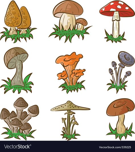 Cartoon Mushrooms, Mushroom Cartoon, Cute Mushrooms, Nail Decals Diy, Cartoon Mushroom, Construction Paper Crafts, Mushroom Drawing, Nativity Crafts, Plant Painting